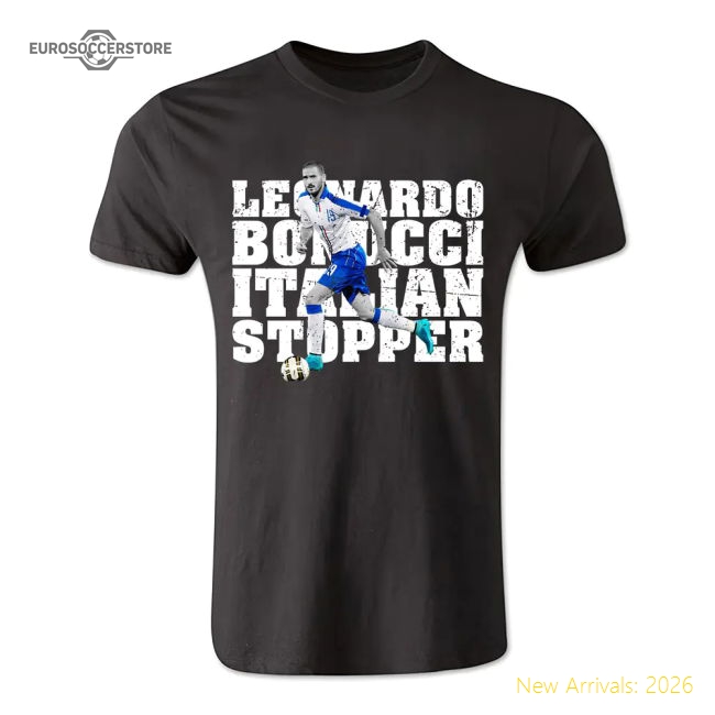 Leonardo Bonucci Italian Stopper T-Shirt (Black) - Kids-Football Jersey Hub