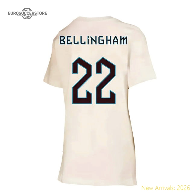 2022-2023 England Crest Tee (White) - Kids (Bellingham 22)-Football Jersey Hub