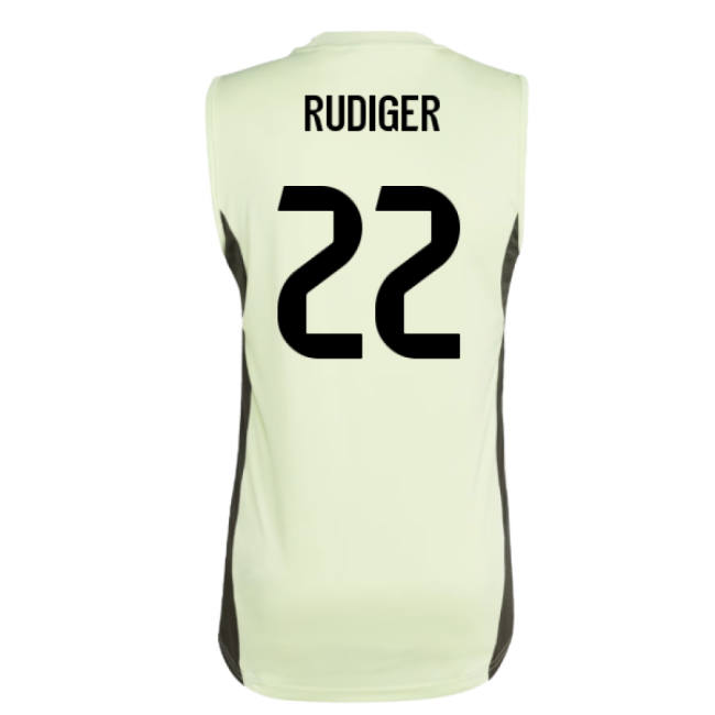 2025-2026 Real Madrid Sleeveless Training Jersey (Almost Lime) (Rudiger 22)-Football Jersey Hub