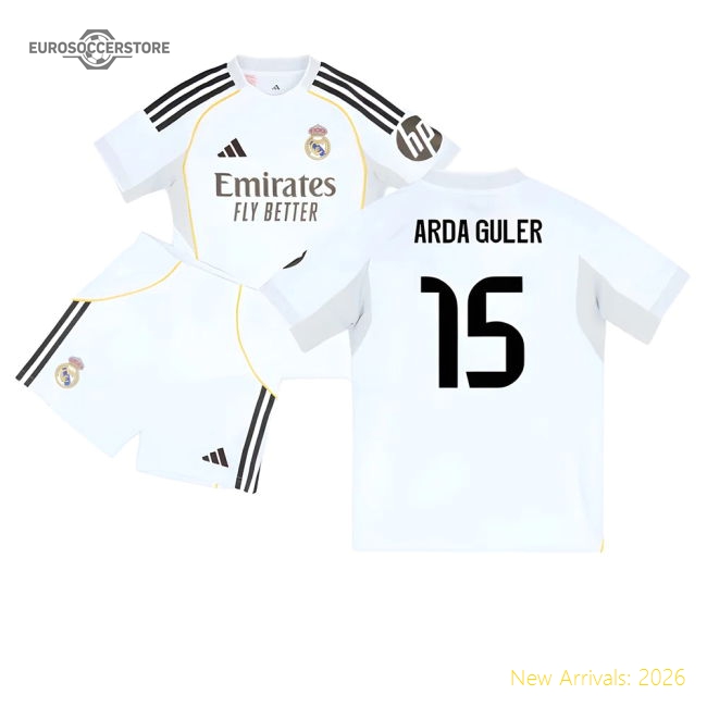 2025-2026 Real Madrid Home Youth Kit (Arda Guler 15)-Football Jersey Hub