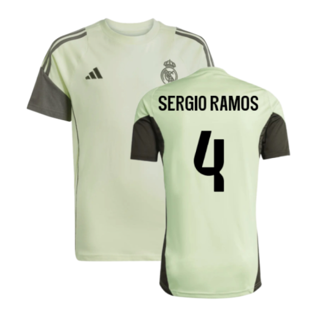 2025-2026 Real Madrid Training Tee (Almost Lime) - Kids (Sergio Ramos 4)-Football Jersey Hub