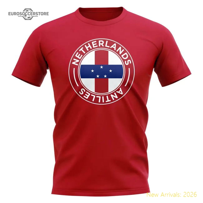 Netherlands Antilles Football Badge T-Shirt (Red)-Football Jersey Hub