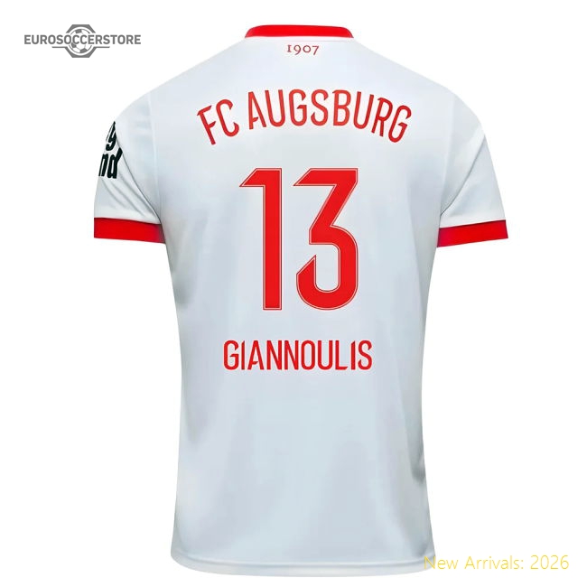 2025-2026 FC Augsburg Home Shirt (Giannoulis 13)-Football Jersey Hub