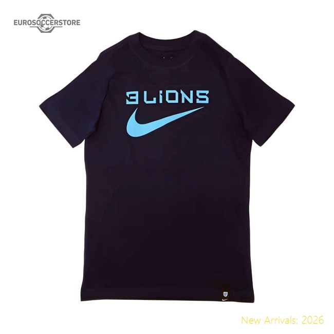 2022-2023 England Three Lions Tee (Navy) - Kids-Football Jersey Hub
