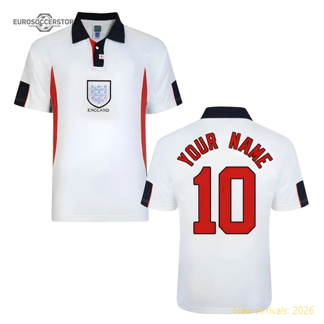 Score Draw England World Cup 1998 Home Shirt (Your Name)-Football Jersey Hub