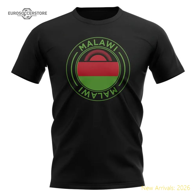 Malawi Football Badge T-Shirt (Black)-Football Jersey Hub