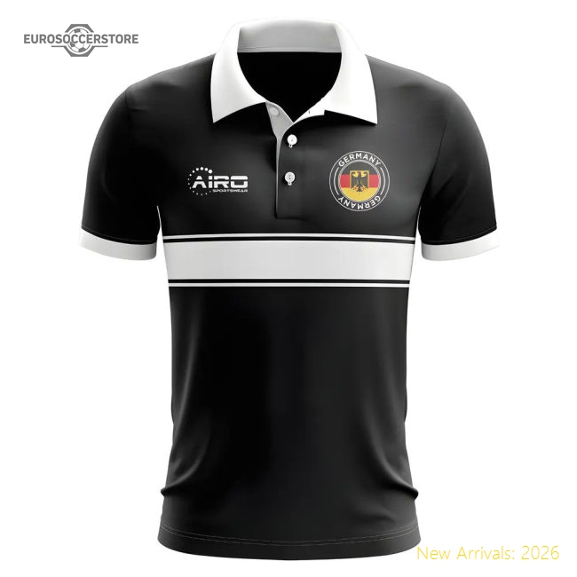 Germany Concept Stripe Polo Shirt (Black)-Football Jersey Hub