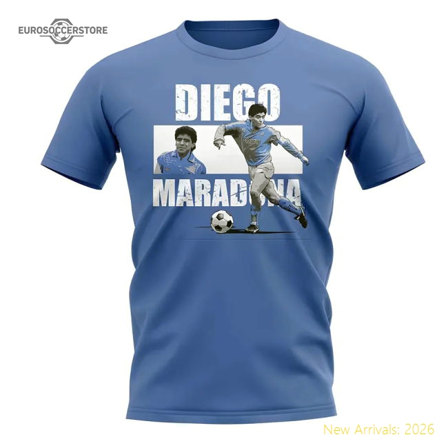 Diego Maradona Player Collage T-Shirt (Sky Blue)-Football Jersey Hub