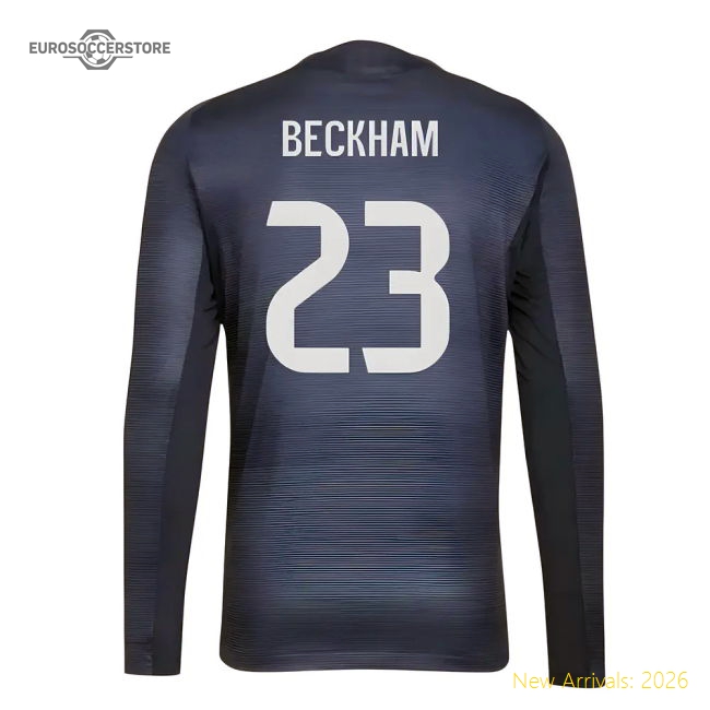 2025-2026 Real Madrid Authentic Long Sleeve Away Shirt (Beckham 23)-Football Jersey Hub