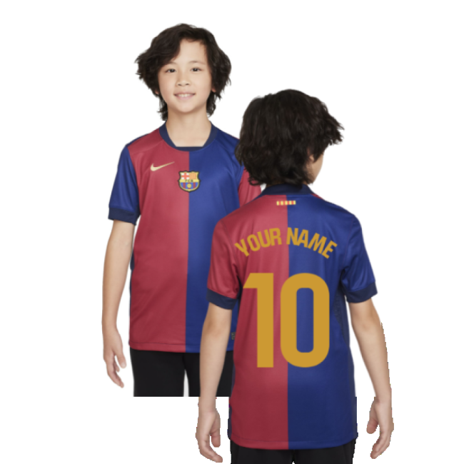 2024-2025 Barcelona Home Shirt (Sponsorless) - Kids (Your Name)-Football Jersey Hub