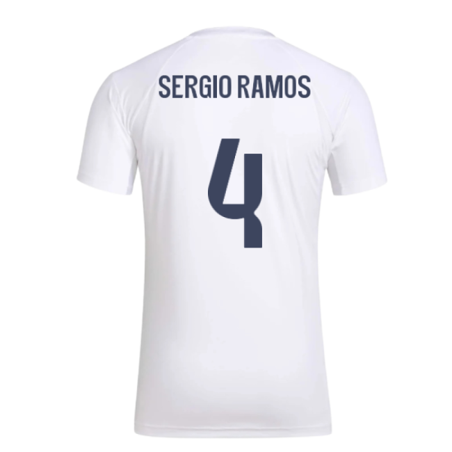 2025-2026 Real Madrid Seasonal Graphic Tee (White) (Sergio Ramos 4)-Football Jersey Hub