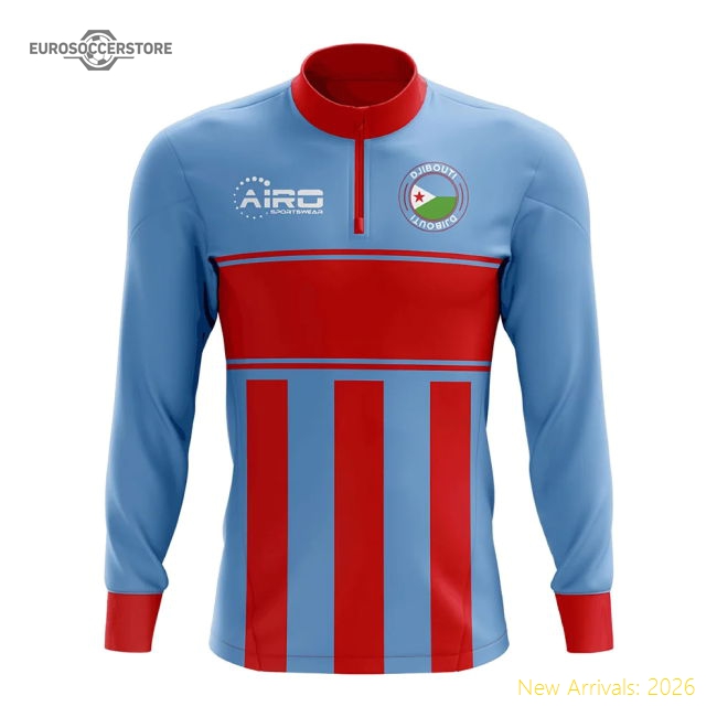 Djbouti Concept Football Half Zip Midlayer Top (Blue-Red)-Football Jersey Hub