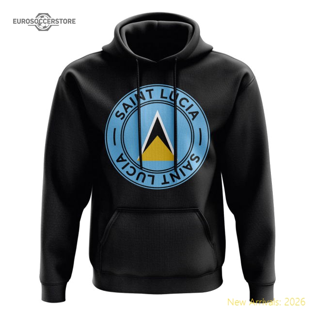 Saint Lucia Football Badge Hoodie (Black)-Football Jersey Hub