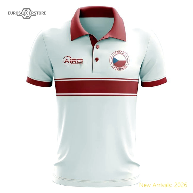Czech Republic Concept Stripe Polo Shirt (White)-Football Jersey Hub