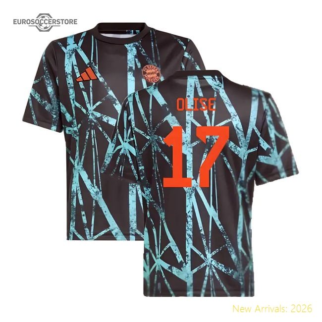 2024-2025 Bayern Munich Pre-Match Shirt (Black) - Kids (Olise 17)-Football Jersey Hub