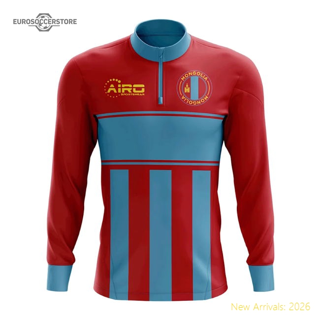 Mongolia Concept Football Half Zip Midlayer Top (Red-Blue)-Football Jersey Hub