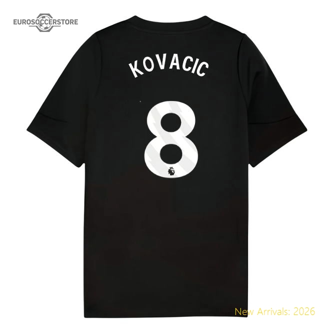 2025-2026 Man City Training Jersey (Black) - Kids (Kovacic 8)-Football Jersey Hub