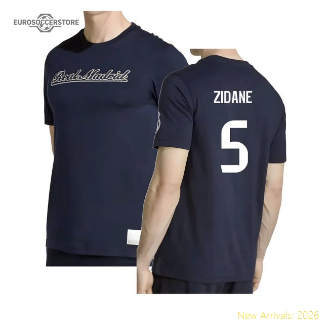 2025-2026 Real Madrid US Tee (Navy) (Zidane 5)-Football Jersey Hub