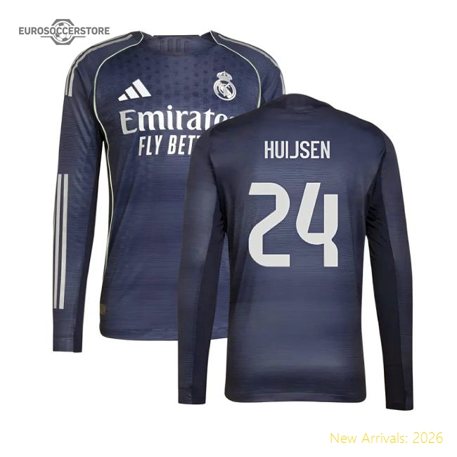 2025-2026 Real Madrid Long Sleeve Away Shirt (Huijsen 24)-Football Jersey Hub