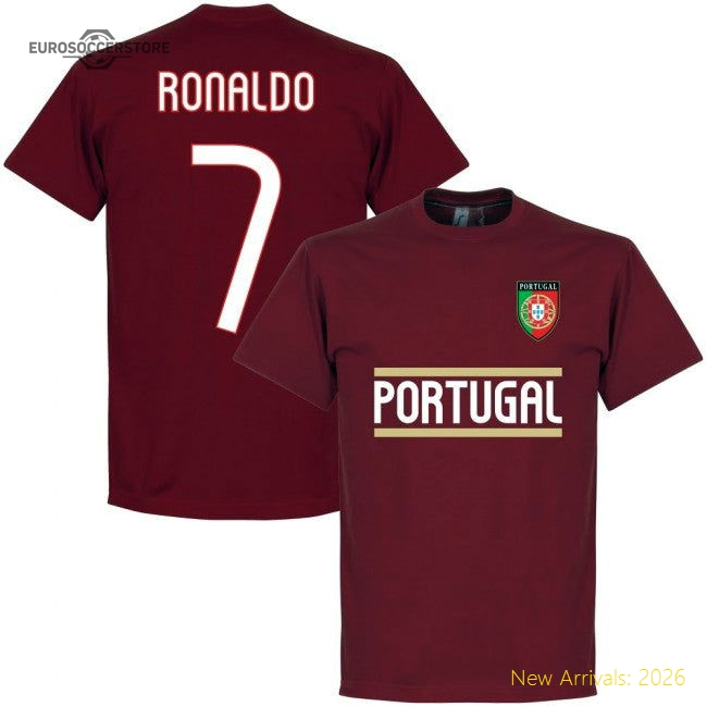Portugal Ronaldo 7 Team T-Shirt - Maroon-Football Jersey Hub