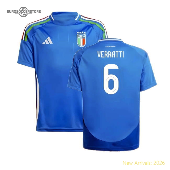 2024-2025 Italy Home Shirt (Kids) (VERRATTI 6)-Football Jersey Hub