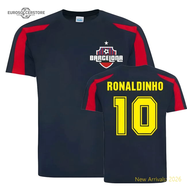Ronaldinho Barcelona Sports Training Jersey (Navy)-Football Jersey Hub
