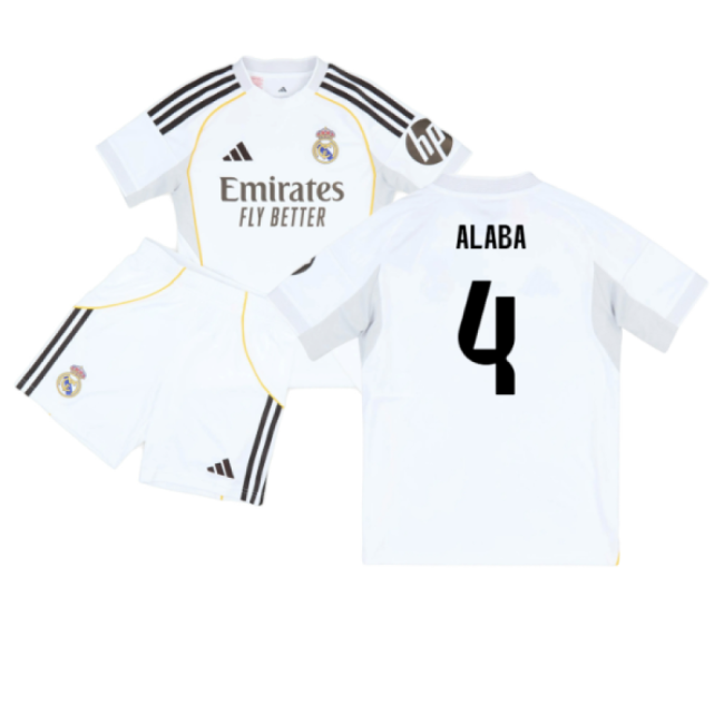 2025-2026 Real Madrid Home Youth Kit (Alaba 4)-Football Jersey Hub