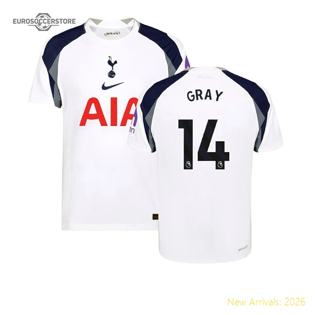 2025-2026 Tottenham Hotspur Authentic Home Shirt (Gray 14)-Football Jersey Hub