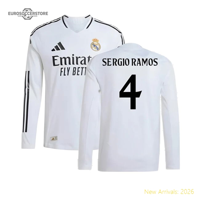 2024-2025 Real Madrid Authentic Long Sleeve Home Shirt (Sergio Ramos 4)-Football Jersey Hub