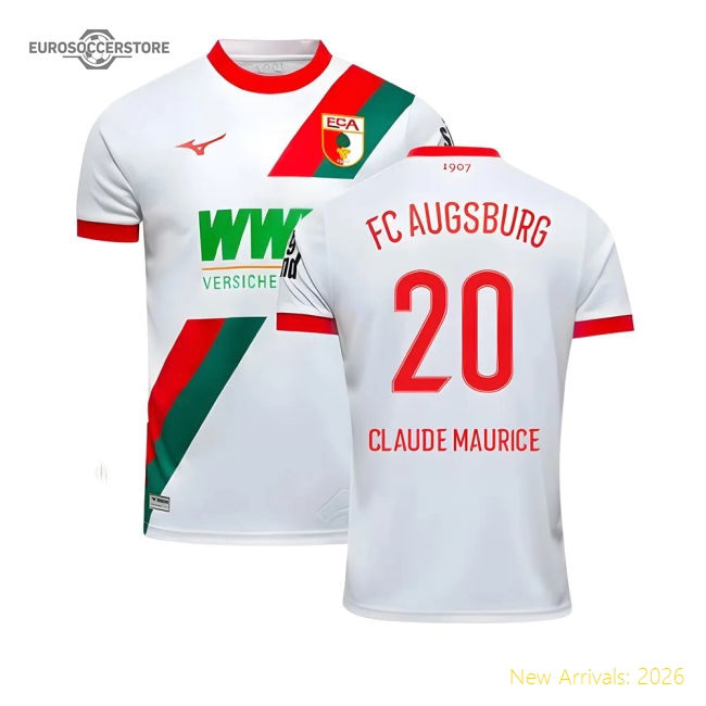2025-2026 FC Augsburg Home Shirt (Claude Maurice 20)-Football Jersey Hub