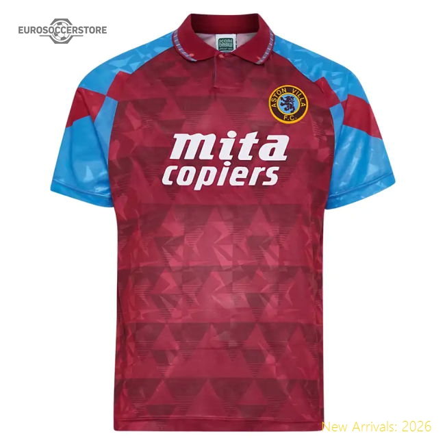 Score Draw Aston Villa 1990 Retro Football Shirt-Football Jersey Hub