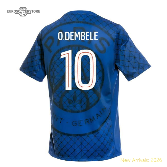 2025-2026 PSG Academy Pro Home Pre Match Shirt (Royal) (O.Dembele 10)-Football Jersey Hub