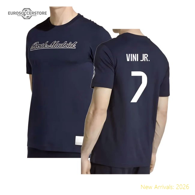 2025-2026 Real Madrid US Tee (Navy) (Vini Jr. 7)-Football Jersey Hub