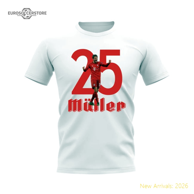 Thomas Muller 25 Bayern Munich T-Shirt (White)-Football Jersey Hub