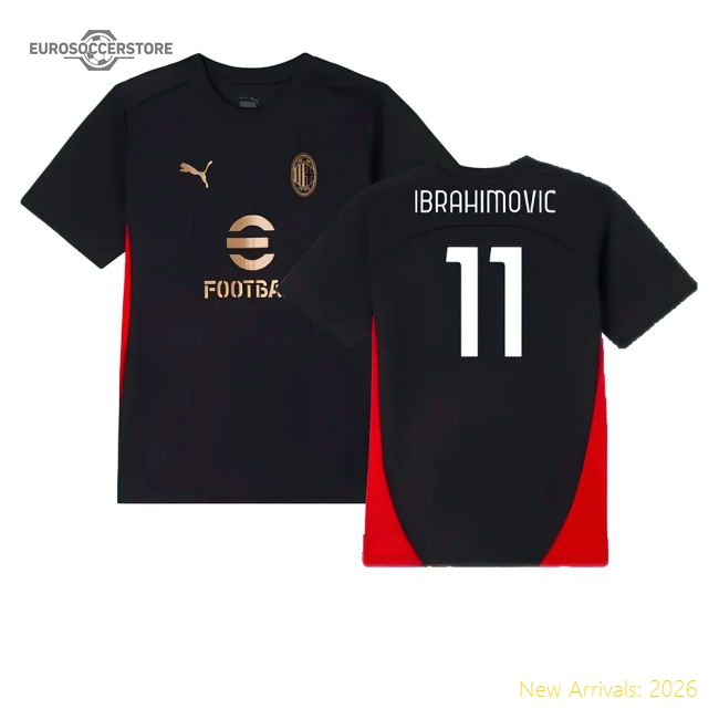 2024-2025 AC Milan Training Shirt (Black) - Kids (Ibrahimovic 11)-Football Jersey Hub