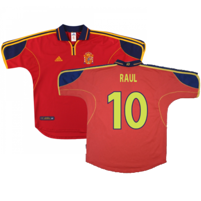 Spain 1999-02 Home Shirt ((Excellent) S) (Raul 10)-Football Jersey Hub