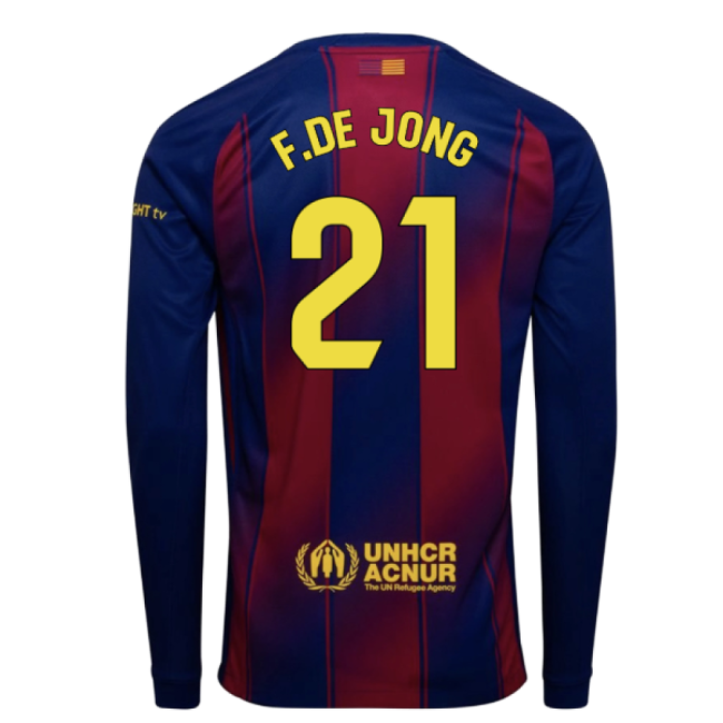 2025-2026 Barcelona Home Long Sleeve Shirt (F.De Jong 21)-Football Jersey Hub