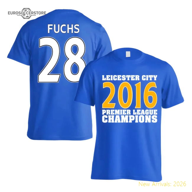 Leicester City 2016 Premier League Champions T-Shirt (Fuchs 28) Blue-Football Jersey Hub