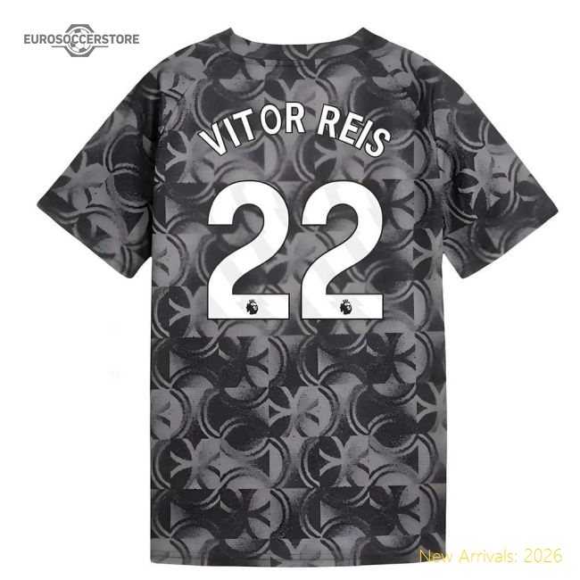2025-2026 Man City Warm Up Jersey (Black) - Kids (Vitor Reis 22)-Football Jersey Hub