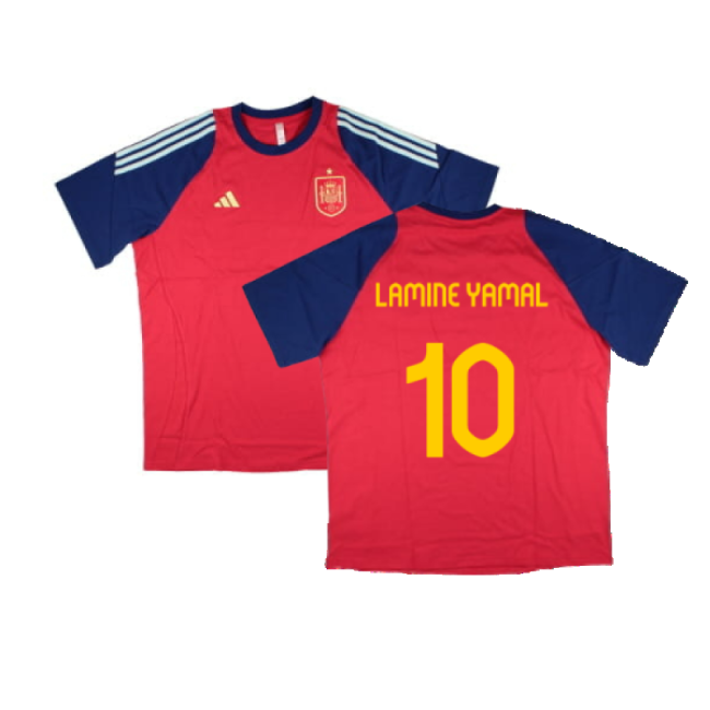 2024-2025 Spain Training Tee (Red) (Lamine Yamal 10)-Football Jersey Hub