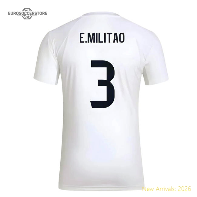2025-2026 Real Madrid Seasonal Graphic Tee (White) (E.Militao 3)-Football Jersey Hub