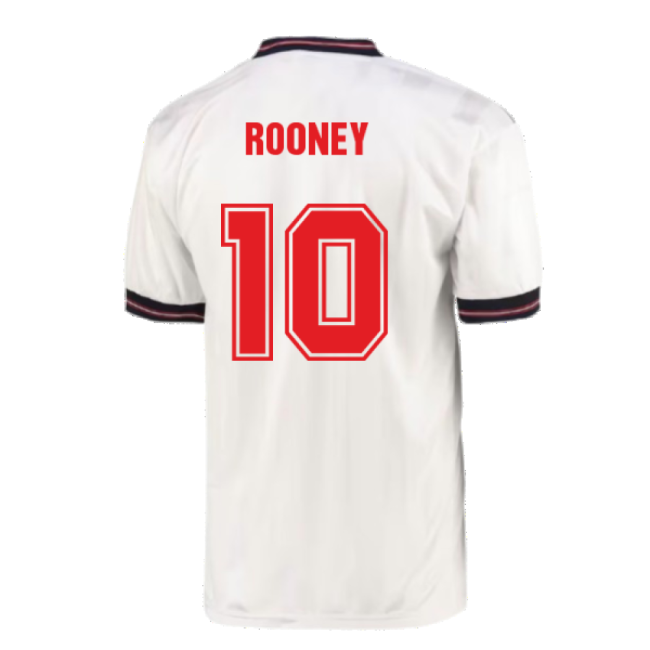 England 1986 Home World Cup Finals Retro Shirt (ROONEY 10)-Football Jersey Hub