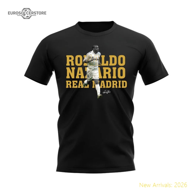 Ronaldo Nazario Real Madrid Player Tee (Black)-Football Jersey Hub
