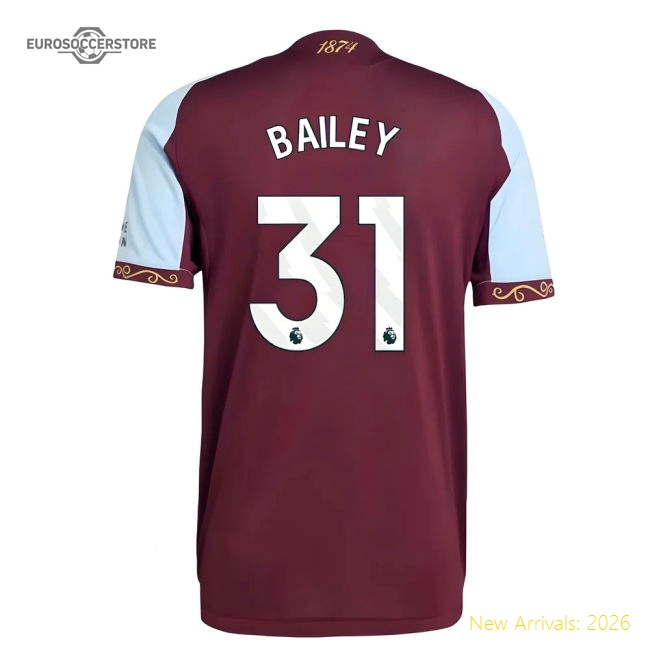 2025-2026 Aston Villa Authentic Home Shirt (Bailey 31)-Football Jersey Hub