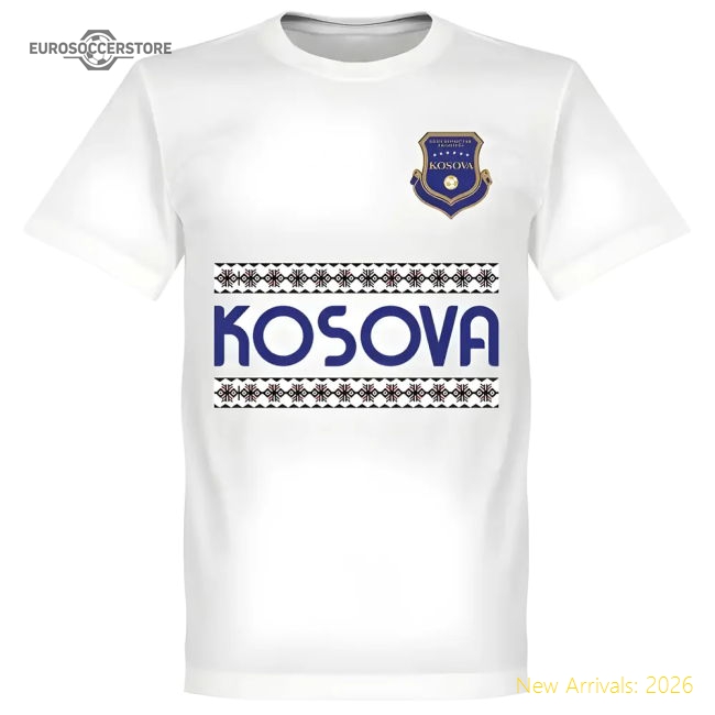 Kosovo Team T-Shirt - White-Football Jersey Hub