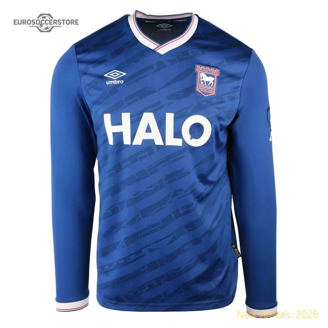 2025-2026 Ipswich Town Long Sleeve Home Shirt-Football Jersey Hub