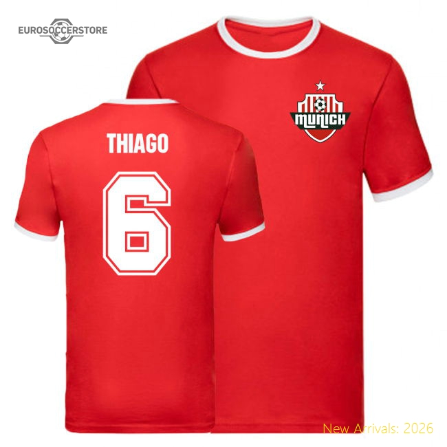 Thiago Bayern Munich Ringer Tee (Red)-Football Jersey Hub