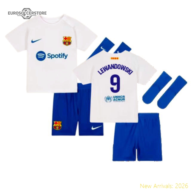 2023-2024 Barcelona Away Baby Kit (Lewandowski 9)-Football Jersey Hub