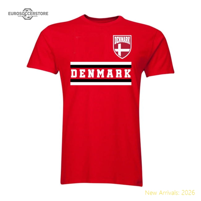 Denmark Core Football Country T-Shirt (Red)-Football Jersey Hub