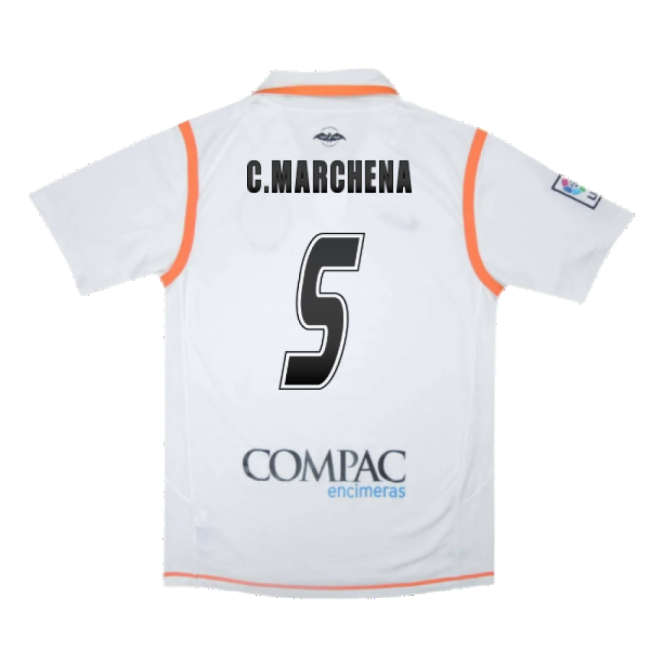 Valencia 2007-08 Home Shirt ((Excellent) S) (C.Marchena 5)-Football Jersey Hub
